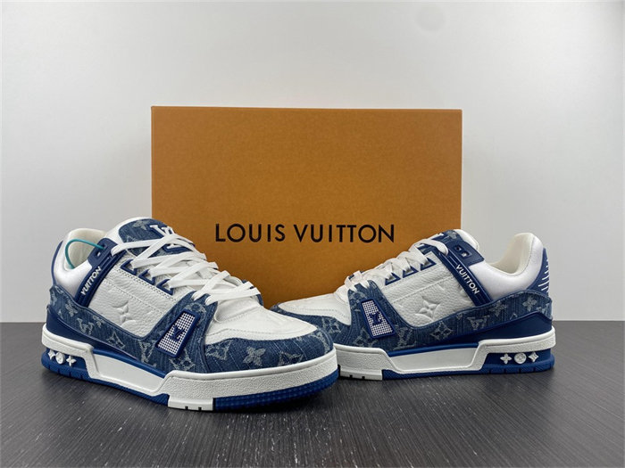 Louis Vuitton LV Trainer Monogram Denim White Blue 1A9JGN